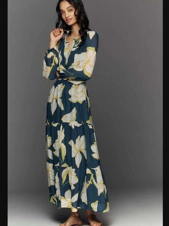Anthropologie Dresses & Skirts - New XL Anthropologie Somerset maxi dress: long-sleeve chiffon edition